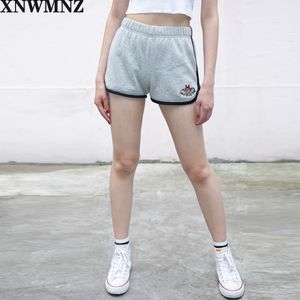 Sommar svart grå sport shorts kvinnor casual shorts träning waistband skinny kort droppe pantalones kläder topp kläder 210510