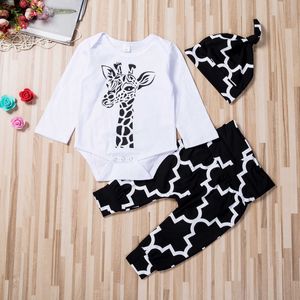 3 stücke Neugeborenes Baby Junge Kleine Mann Tops Strampler Lange Hosen Hut Outfits Set Kleidung G1023