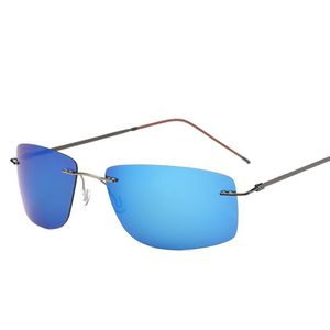 Sunglasses Titanium Polarized Square Rimless Polaroid Brand Designer Gafas Men Sun Glasses For Women