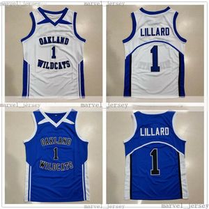 Maglie da basket di Damian Lillard #1 Oakland High School Wildcats 4 Colori uomini donne giovani XS-5xl