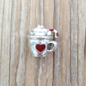 925 SERAMENTO PRIMEIRO PRIMEIRO PRIMEIRO A quente Charm White Red esmalte Charms Colar de jóias Europeias Pandora Jóias 797523enmx Annajewel