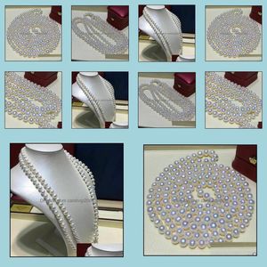 Beaded Neckor Pendants Jewelry 8-9mm White Natural Pearl Necklace 48Inch Womens Gift Bridal Drop Delivery 2021 Kmnbo