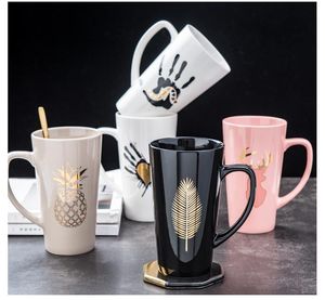 Tassen Kreative Nordic Keramik Tasse Große Kapazität Junge Mit Deckel Löffel Kaffee Persönlichkeit Hause Paar