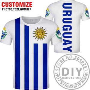 Uruguay T Shirt DIY Gratis Anpassad Namn Nummer Sommarstil Män Kvinnor Mode Kortärmad Rolig T-shirts Den Casual T Shirt X0602