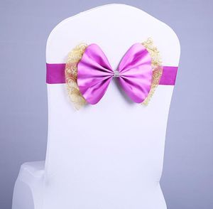 Bowknot Wedding Chair Cover Sashes Elastic Spandex Bow Chair-Band With Buckle For Weddings Banquet Party Decoration Accessories SN5614