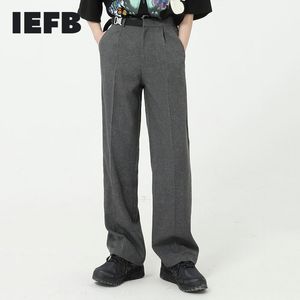 IDEFB Męskie wiosna lato garnitur spodnie przyczynowe proste metalowe klamry Slim fit business spodnie czarne szare ubrania 9Y6151 210524
