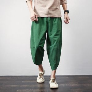 Calças Mens de Verão Bezerro-comprimento Homens Soltos Japonês Streetwear Juntos Calças de Hippants Masculino Calças masculinas 4xl 5xl