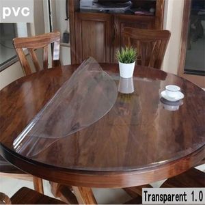 Yaratıcı Süper Büyük Yuvarlak Çapı 150 cm PVC Masa Örtüsü Su Geçirmez Şeffaf Mutfak Buzlu Restoran Cam Tabl 211103