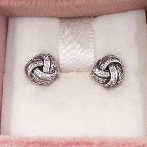 Andy Jewe Sparkling Love Knots Stud Earrings Made of 925 Sterling Silver Fit European Pandora Style ALE Stud Jewelry For Women