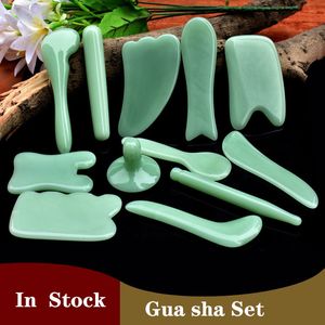 Multi stili Giade naturali Gua Sha Raschietto Massaggio Quarzo rosa Giada Guasha Pietra per viso Collo Sollevamento della pelle Rimozione delle rughe Cura di bellezza