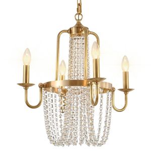 Lustres luxo k9 cristal puro latão cobre 4 luzes arte lâmpadas suspensão luz decoração de casa sala de jantar lendo corredor