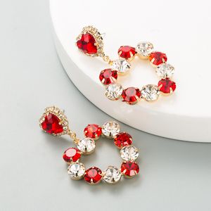 S2155 Moda biżuteria Elegancka serce Dynda Kolczyki Rhinstone Hearts Stud Stud