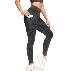 Calças de ioga sem costura com as mulheres de bolso Yoga leggings fitness correndo leggin cintura alta cintura esticada ginásio leggings fino treino apertado H1221