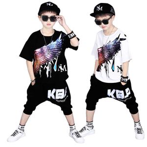 新しい2021子供の男の子夏の漫画服セットTシャツ+ Haren Pantsカジュアルトラックスーツビッグボーイスポーツスーツの服x0802