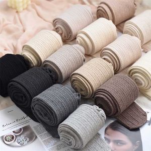 Tights for Women Thick Cotton Winter Knitted Pantyhose Twist Stockings Cream Color Full Foot Warm 211204