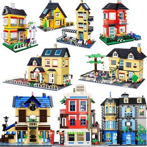 City Architecture Villa Cottage Model Building Blocks Kompatybilny Przyjaciele Beach Hut Modular Home House Village Construction Toys Q0624