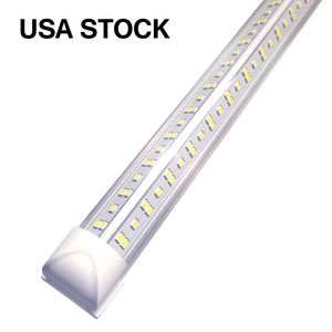 25pcs 튜브 8 피트 LED 상점 조명, 8 피트 냉각기 도어 냉동실 튜브 조명 고정구, 2 줄 100W 10000 LM, V 모양 형광성 튜브 클리어 커버 링크 가능한 AC85-277V