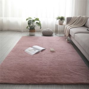 Super Soft Faux Rabbit Fur Rug Non Slip Floor Carpet Mat Washable Rugs Bedroom Living Room Decor Plush fluffy carpet 210626