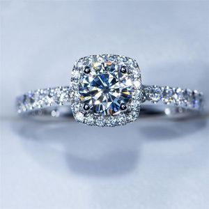 Bröllopsringar Trendiga smycken S925 för kvinnor Cubic Zirconia Charms Bridal Engagement White Gold Color Ring Drop