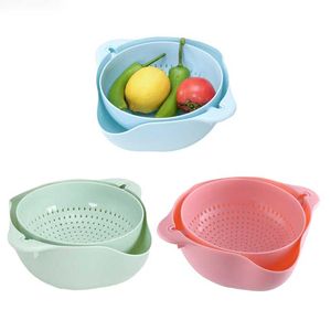 Kitchen PP Plastic Double Drain Basket Bowl Washing Storage Strainers Bowls Drainer Vegetable Cleaning Colander Tool