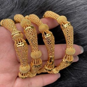 4 teile/los Indische Saudi-arabien 24k Gold Farbe Armreif Armband Dubai Armreifen Für Frauen Afrika Schmuck Äthiopischen Hochzeit Braut geschenk 210713