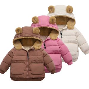 2021 Yeni Sonbahar Kış Çocuk Ceket Kulak Pamuklu Bebek Kız Giysileri Sıcak Kapüşonlu Erkek Giyim Çocuklar Moda Ceket Bebekler için H0909