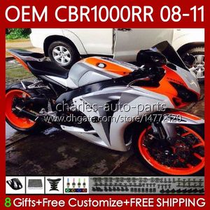 OEM-kropp för Honda Fairings CBR 1000 CBR1000 RR CC 2008-11 60NO.180 CBR Orange Grå 1000RR CBR1000RR 08 09 10 11 CBR-1000 1000CC 2008 2009 2010 2011 Injektion Kroppsarbete