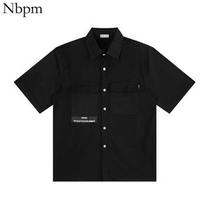 Tooling Style Black Women's Shirt Solid Oversize Fashion Blouses Summer Dark style Korean Clothing Short Sleeve Top Tunic 210529