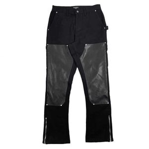 Jeans pour hommes Crissrex Store Comictree C.T Denim cousu Cuir Cuir Cuir Cadrage à glissière Logement Combinaison pantalon pour hommes