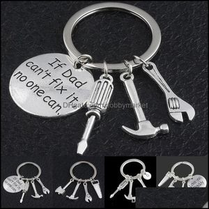 Key Rings Jóias Keyring Se o pai não pode corrigi-lo Ninguém pode manualmente Ferramentas Keychain Hammer Screwdriver Chave Chave Encantos Anel Hold Fashion Drop Driver