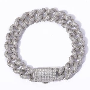 20mm Miami Cuban Chain Link Cubic Zirconia Guldfärgpläterad Hopp Hopp Halsband Armband Choker Fashion Rock Smycken X0509