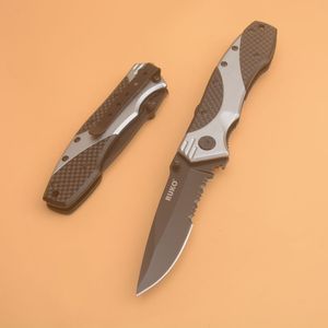 RUKO Survival Folding Knife 3Cr13Mov Half Serrated Blade Aluminum Alloy + Carbon Fiber Handle EDC Pocket Knives With Retail Box