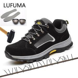 Lufuma Brand Plus Size 39-48 Kobiety Mężczyźni Buty Bezpieczeństwa Oryginalna Skórzana Stal Toecap Odporność na uderzenia Człowiek Panie Buty 210820