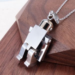 Stainless Steel Flexible Robot Pendant Necklace Cute Women Chain Necklaces for Gift Party Fashion Jewelry Accessories