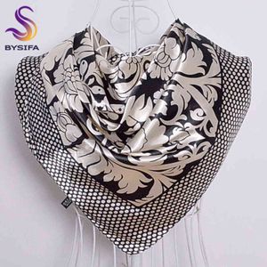 Dames foulards carrés imprimés nouvelle mode unisexe vêtements accessoires femmes noir blanc point foulard en soie 90*90 cm foulards enveloppes Y1108