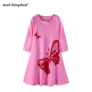 Mudkingdom Kleid für kleine Mädchen, langärmelig, Baumwolle, ausgestellt, 210615