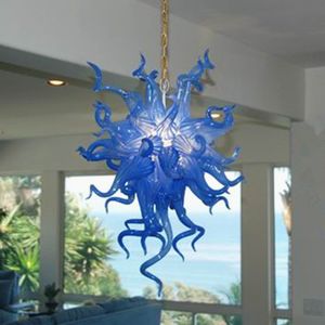 Pingente nórdico luzes lâmpada para sala de estar quarto decoração de casa mão soprada teto candelabro levou aqua azul iluminação 50 por 70 cm