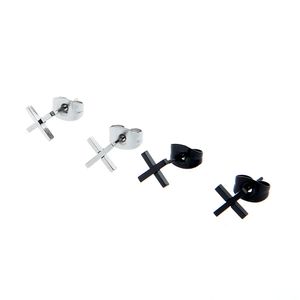 Titanium Steel Advanced X Stud Earrings Retro Black Simple Trend Ear Holes Exquisite Mini Men's and Women's Fashion Jewelry