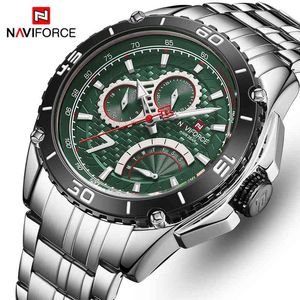 Naviforce relógio homens de luxo marca moda esporte quartzo mens relógios de aço inoxidável negócio impermeável relógio relogio masculino 210517