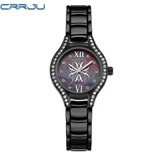 新しいホットセラーCrrju高級ファッション女性の時計クォーツ時計ブレスレット腕時計ステンレススチールブレスレット女性ギフトボックス