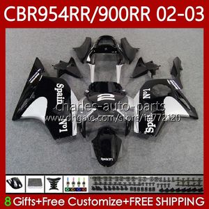 Carrozzeria per HONDA CBR 954 900 RR CC CBR900 CBR954 RR 02-03 Corpi 61No.17 CBR 900RR 954RR 900CC CBR954RR 02 03 CBR954-RR CBR900RR Argento nero 2002 2003 Kit carenatura OEM