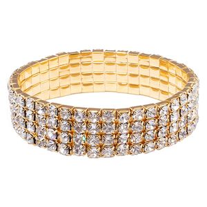 Rhinestone Łańcuchy Wiersz Bransoletki Elastyczne Stretch Sparkly Kryształ Tenis Bangle Biżuteria Bridal Ślubny prezent dla kobiet Girls