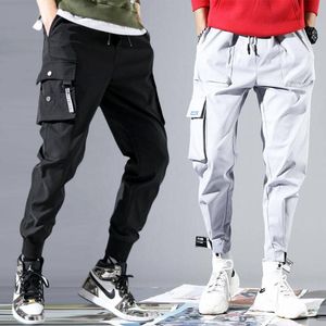 Herrbyxor Män Hip Hop Belt Cargo S-XXXL Man Patchwork Overaller Japanska Streetwear Joggers Designer Harem