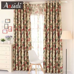 European Foral Blackout Curtain for Bedroom Living Room Window Blackout Curtain for Kitchen Luxury Garden Peony Blinds Drapes 211203