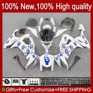 Vitblå motorcykelkroppar för Kawasaki Ninja ZX1000C ZX-10R ZX 10R 10 R 1000 CC 08-10 Bodywork 56No.1 ZX10 1000cc ZX10R 08 09 10 ZX1000 2008 2009 2010 Fairing Kit