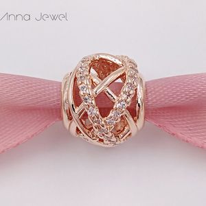 Kein Verblassen der Farbe. Solides, durchbrochenes, abstraktes Roségold mit CZ. Pandora-Charms für Armbänder, DIY-Schmuckherstellung, lose Perlen, Silberschmuck, Großhandel 781388CZ