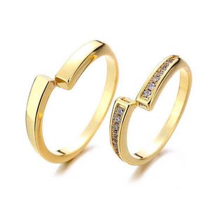 918F 2 pcs casal amor anel de infinito conjunto para mulheres e homens aniversário promessa anel em cor de ouro para namorado namorada g1125