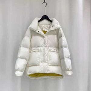 Stand Collar Women's Down jacket Short Fashion Winter Bread Coat Female White Duck Down Casual Wild Women's Clothing 211012