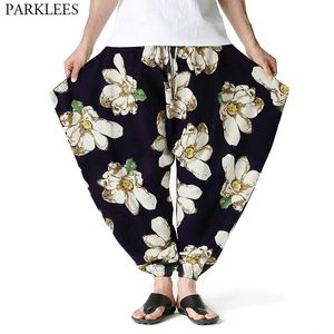 Moda stampa floreale Uomo Donna Harem Baggy Genie Boho Pantaloni Loose Fit Baggy Gypsy Hippie Boho Yoga Harem Pantaloni di cotone Pantaloni 210522