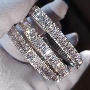 Stor lyxig armband armband cubic zirconia vitguld pläterad förlovningsbangle för kvinnor bröllop accessaries gåva